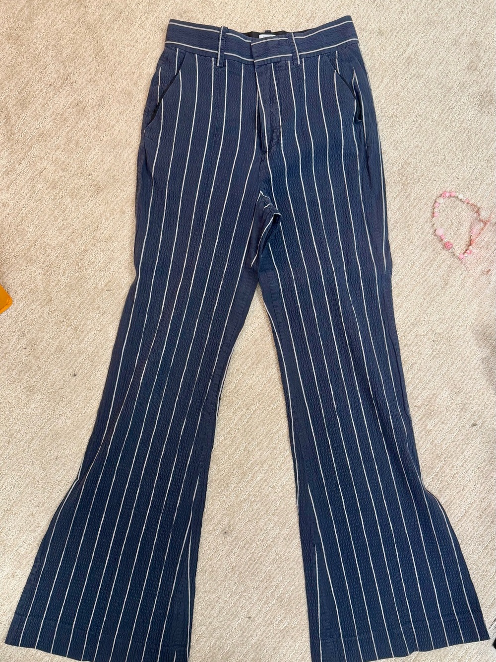 Authentic Rosie Assoulin - Seersucker Pinstripe Flare Trousers - Size 0